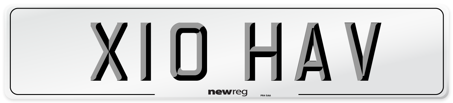 X10 HAV Number Plate from New Reg